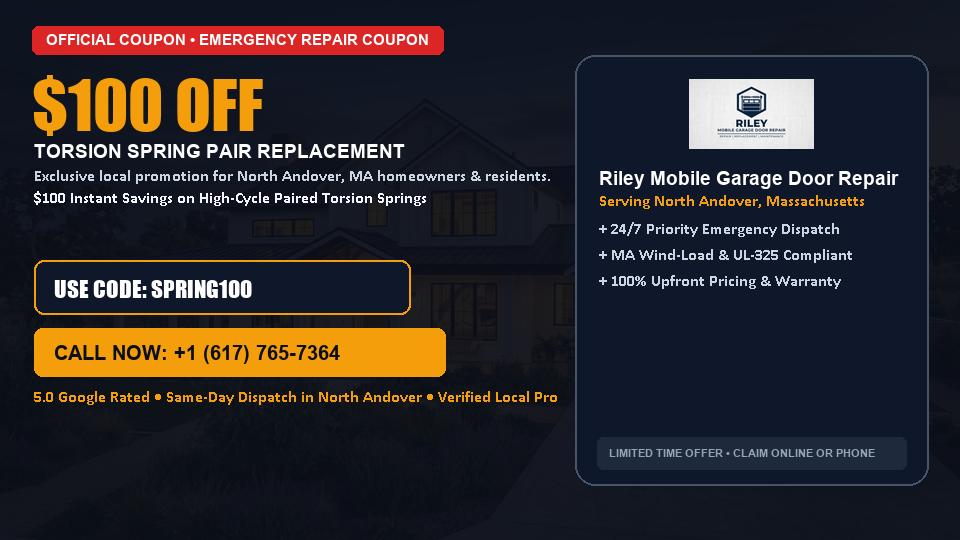 $100 OFF Dual High-Cycle Torsion Spring Replacement in North Andover, MA - Riley Mobile Garage Door Repair