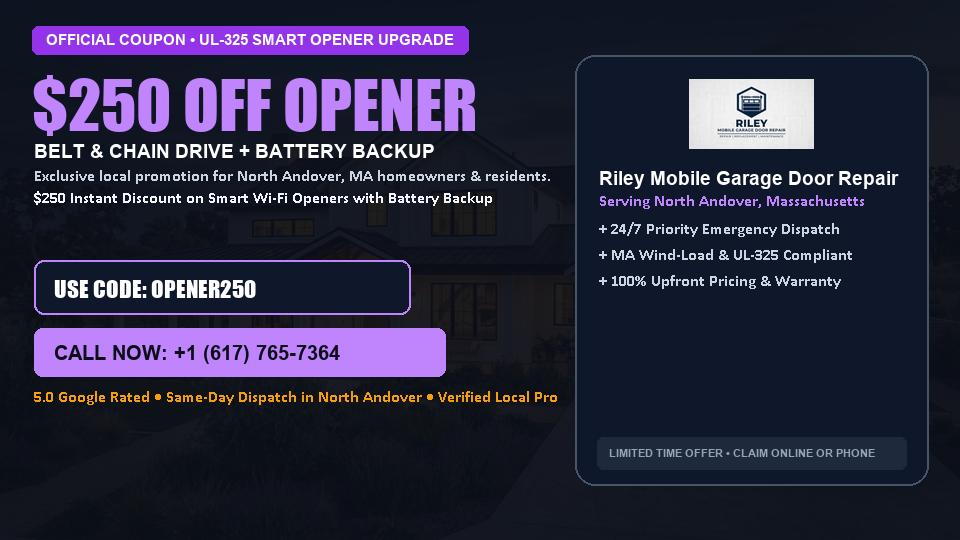 $250 OFF Smart Wi-Fi Garage Door Opener Installation in North Andover, MA - Riley Mobile Garage Door Repair